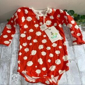 NWT NOE AND ZOE BERLIN‎ Coral Splash Raglan Bodysuit Sz 18-24 mos